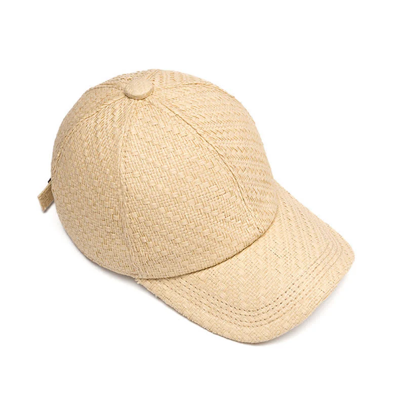 Summer Cool Natural Hue Straw Woven Baseball Cap - Image 5