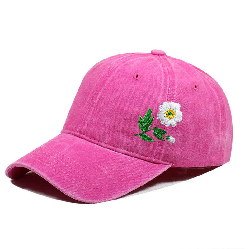 Summer Embroidered Daisy Floral Adjustable Baseball Cap - Image 11