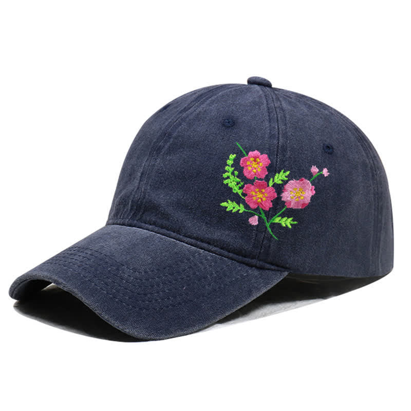 Summer Embroidered Daisy Floral Adjustable Baseball Cap - Image 13