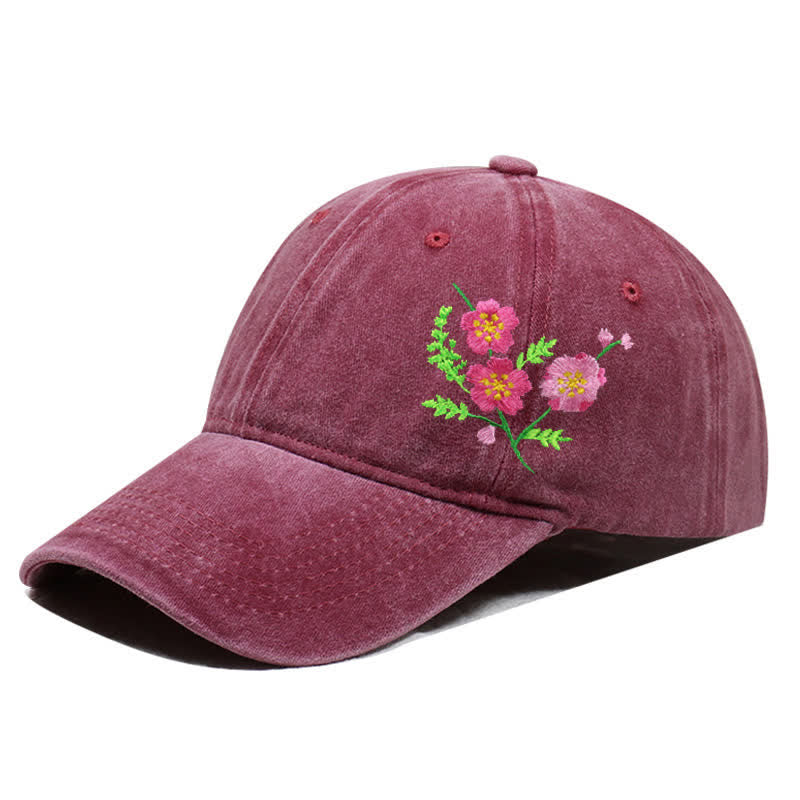 Summer Embroidered Daisy Floral Adjustable Baseball Cap - Image 14