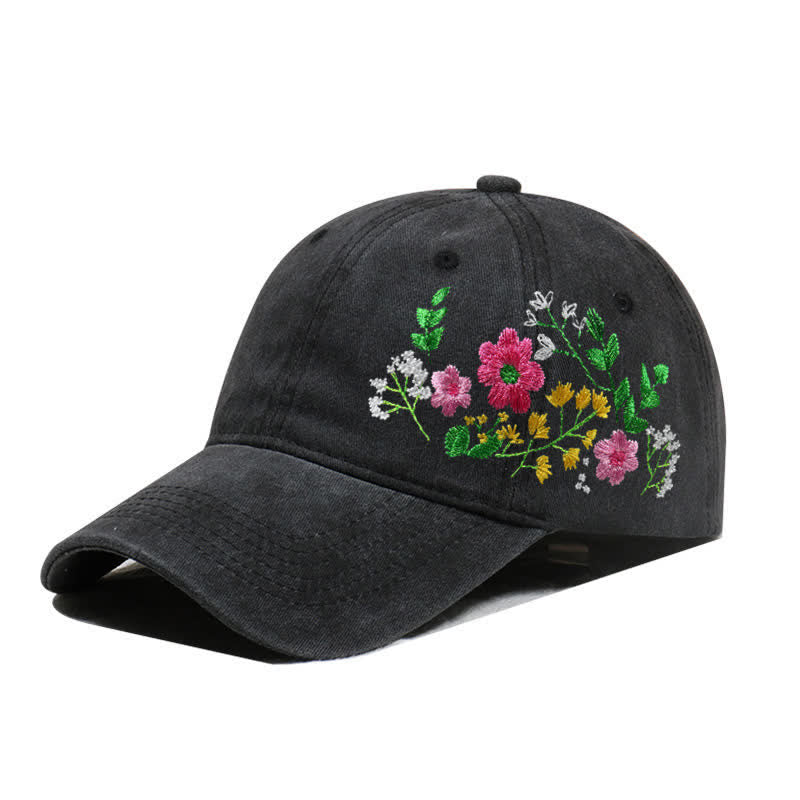 Summer Embroidered Daisy Floral Adjustable Baseball Cap - Image 16