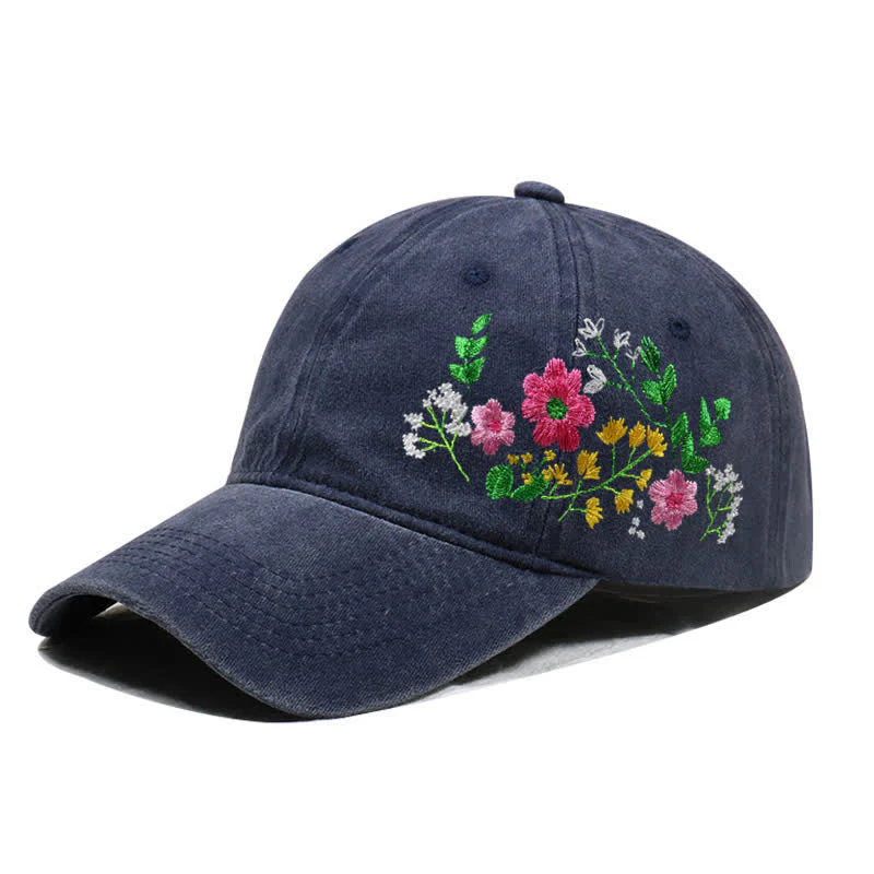 Summer Embroidered Daisy Floral Adjustable Baseball Cap - Image 17