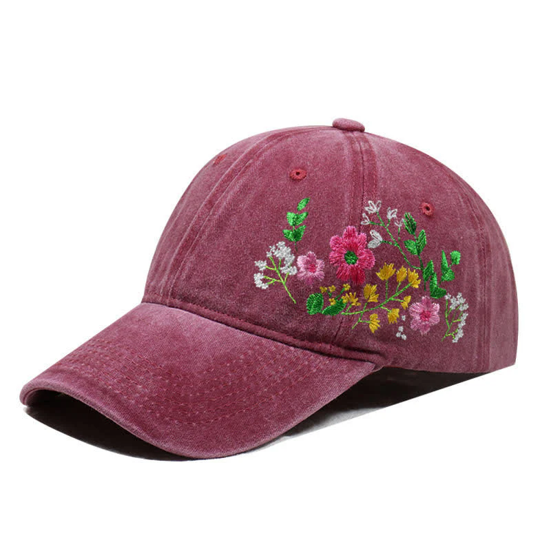 Summer Embroidered Daisy Floral Adjustable Baseball Cap - Image 18