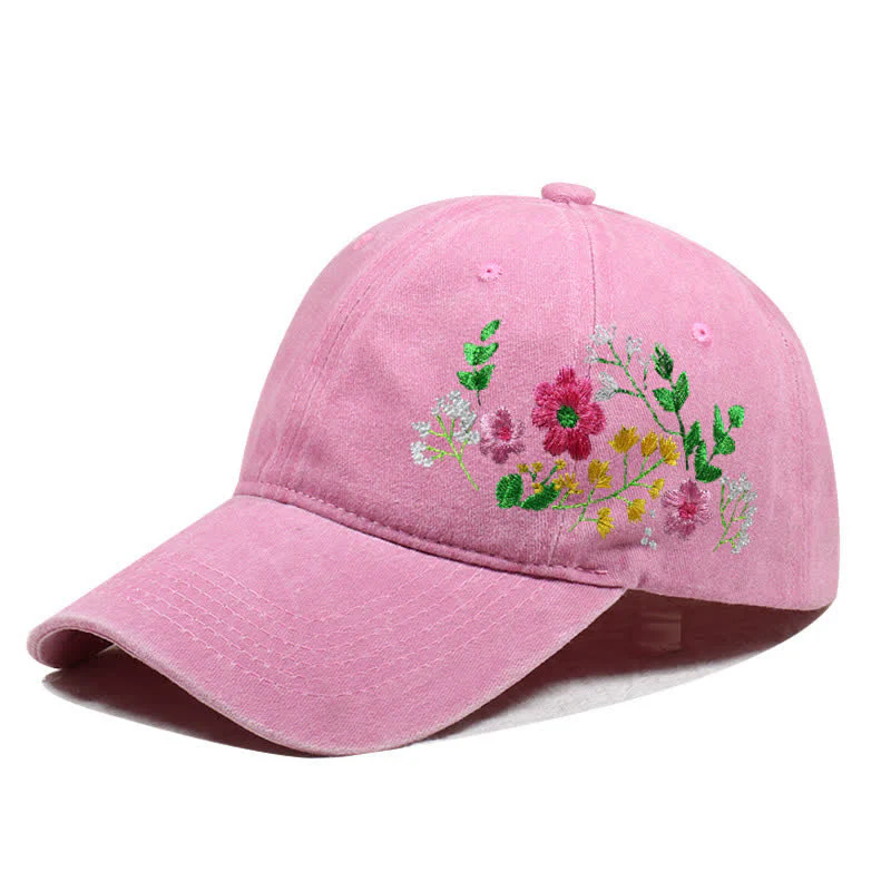 Summer Embroidered Daisy Floral Adjustable Baseball Cap - Image 19