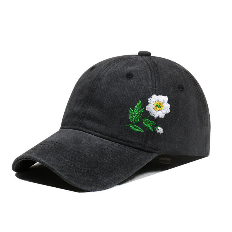 Summer Embroidered Daisy Floral Adjustable Baseball Cap - Image 3