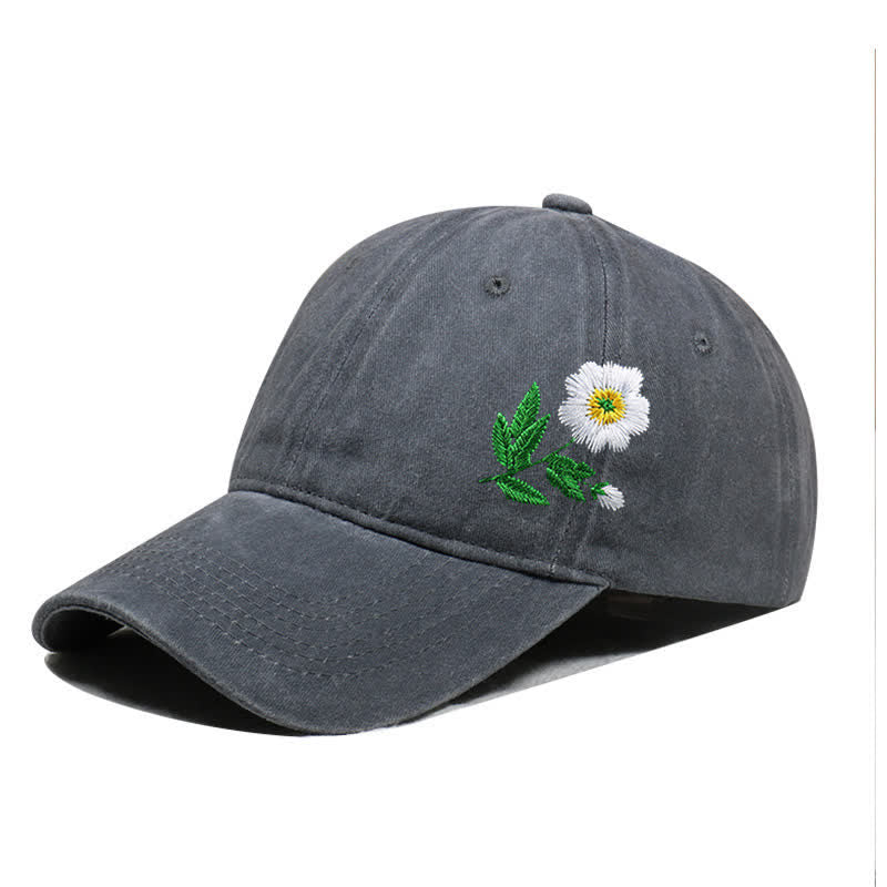 Summer Embroidered Daisy Floral Adjustable Baseball Cap - Image 6