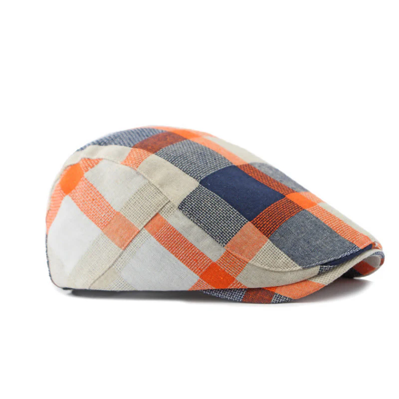 Summer Linen Plaid Breathable Beret Hat - Image 4