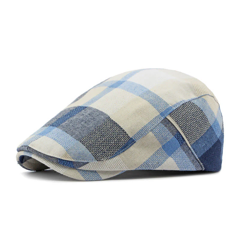 Summer Linen Plaid Breathable Beret Hat - Image 8