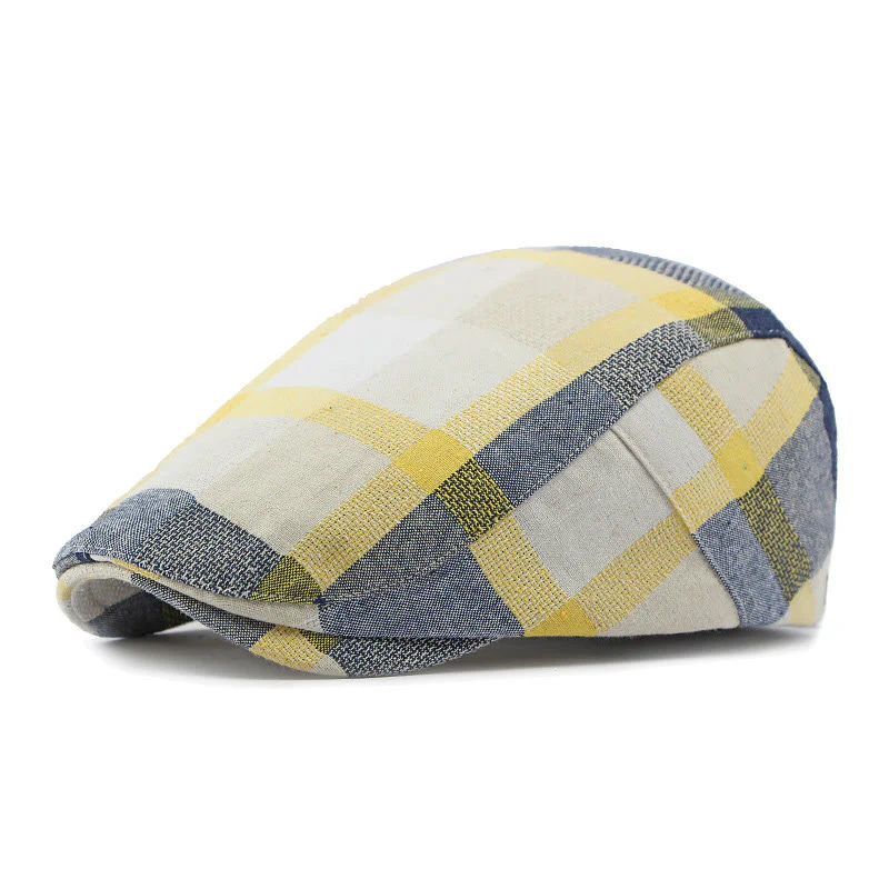 Summer Linen Plaid Breathable Beret Hat - Image 9