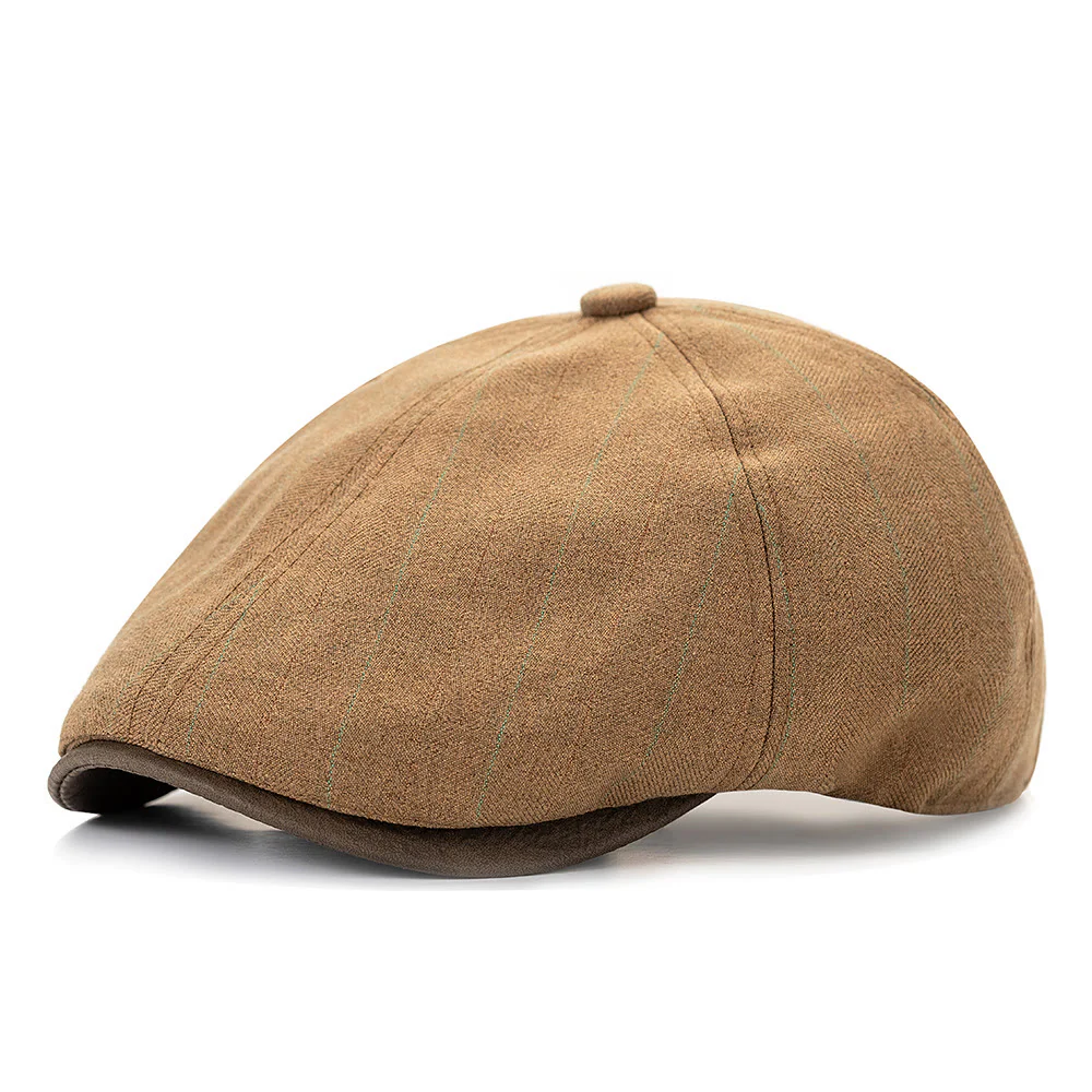 Summer Retro Striped Texture Contrast Brim Beret Hat - Image 2