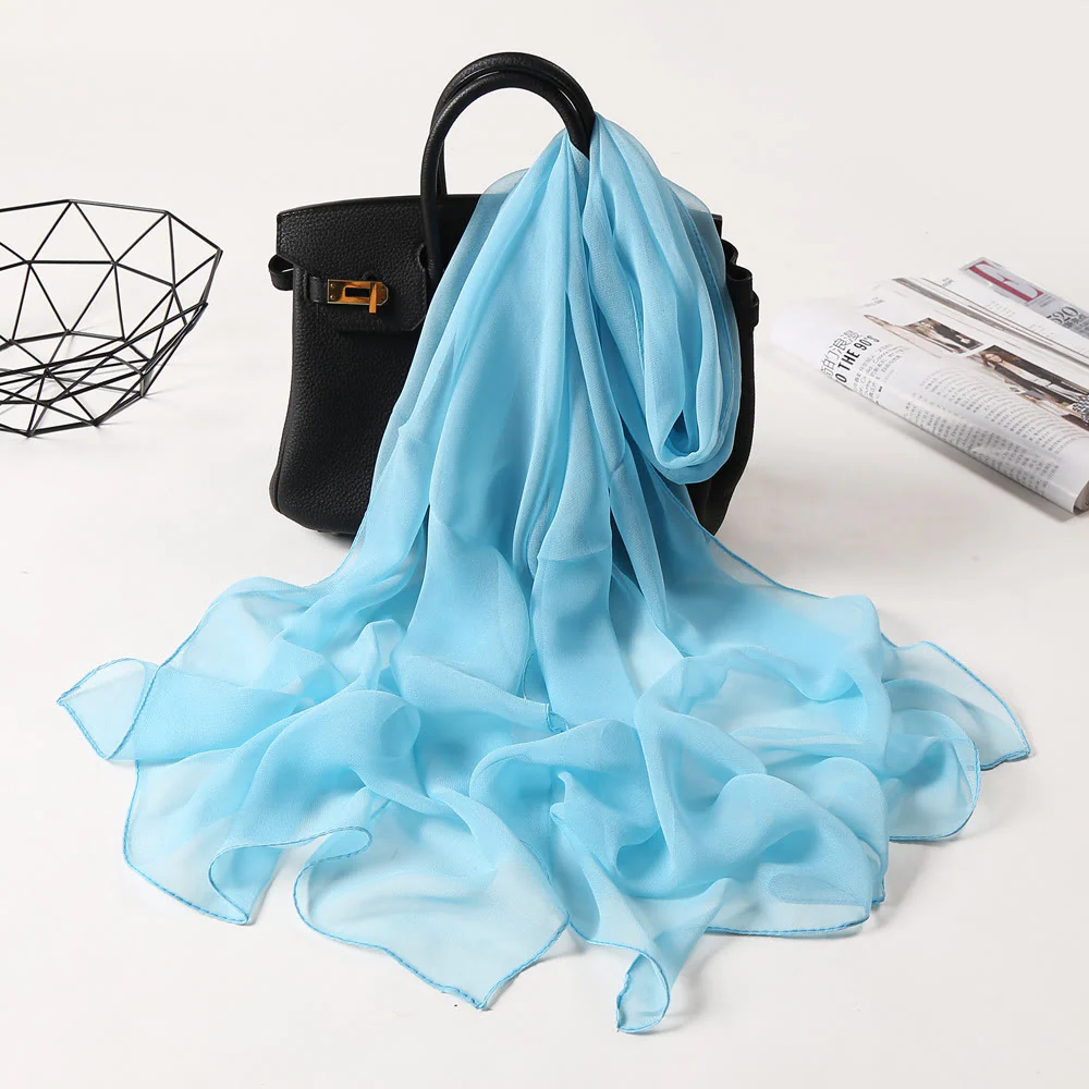 Summer Solid Color Sunscreen Thin Chiffon Scarf - Image 10