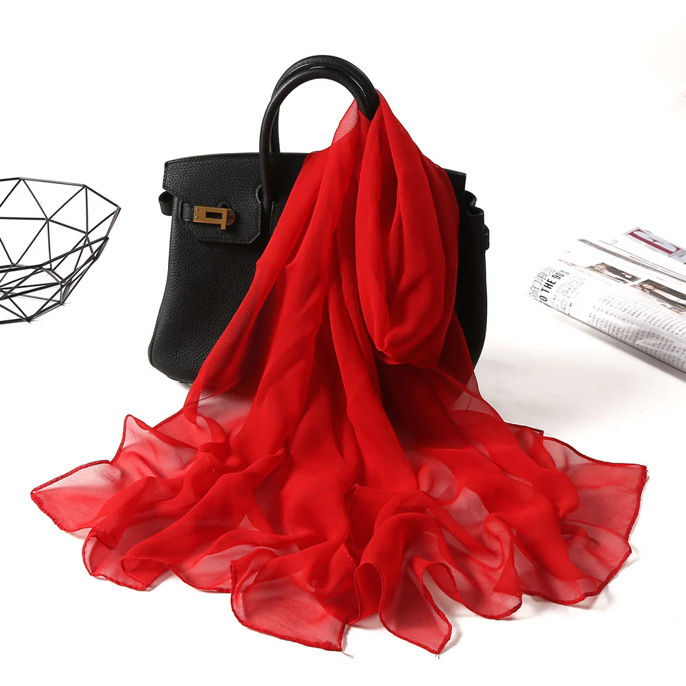 Summer Solid Color Sunscreen Thin Chiffon Scarf - Image 12