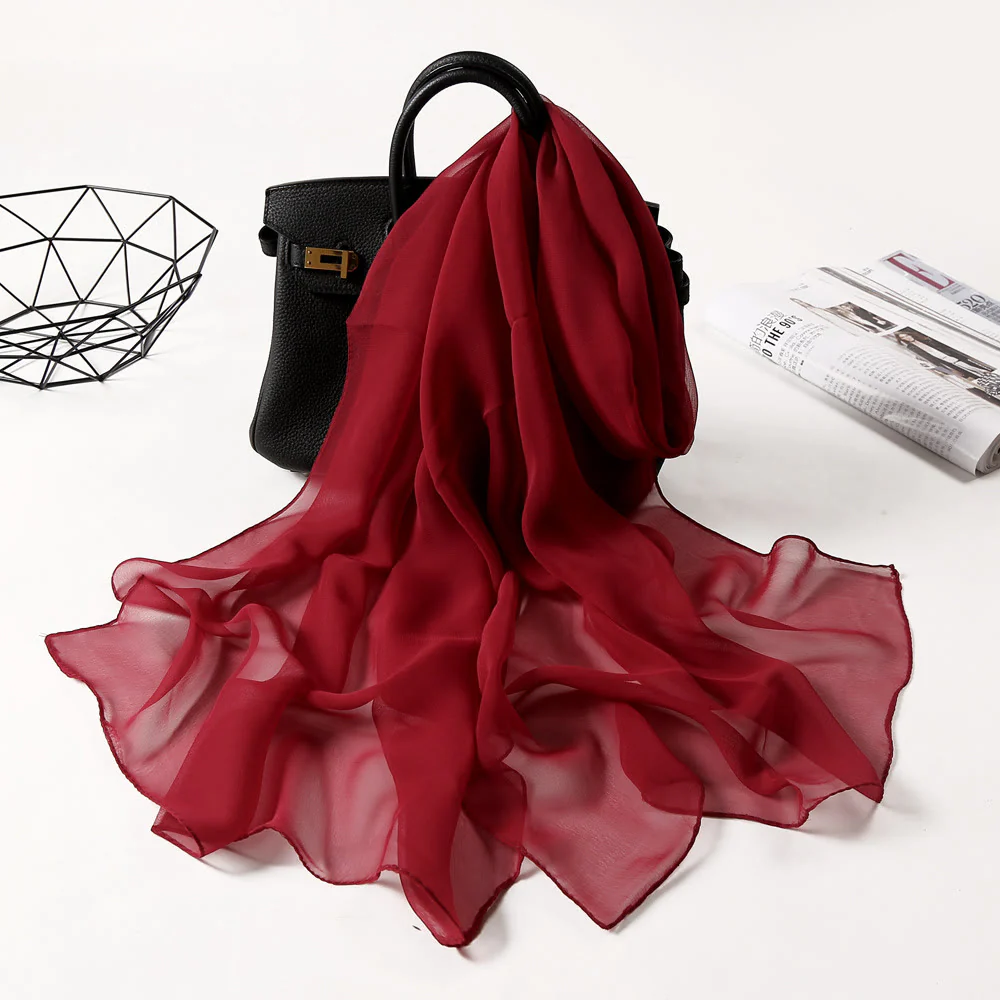 Summer Solid Color Sunscreen Thin Chiffon Scarf - Image 14
