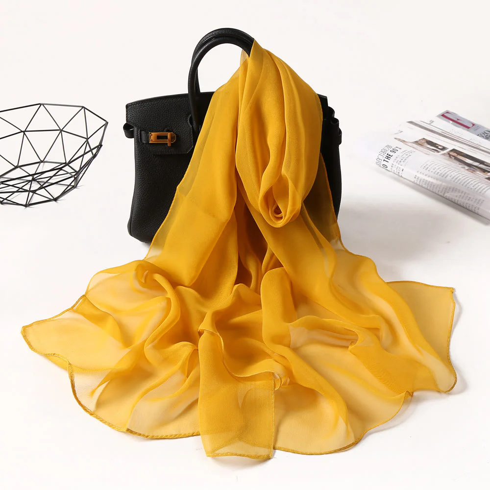 Summer Solid Color Sunscreen Thin Chiffon Scarf - Image 15