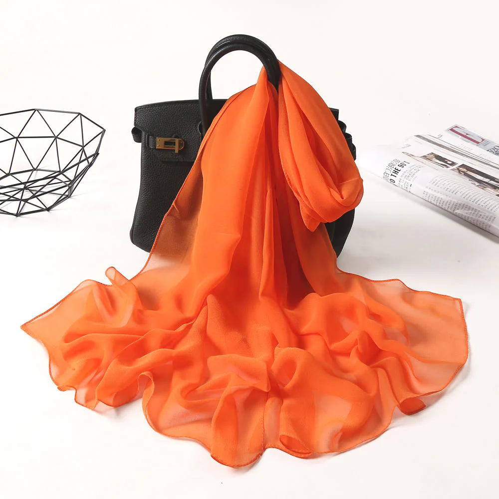 Summer Solid Color Sunscreen Thin Chiffon Scarf - Image 17