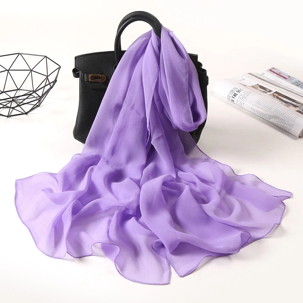 Summer Solid Color Sunscreen Thin Chiffon Scarf - Image 18