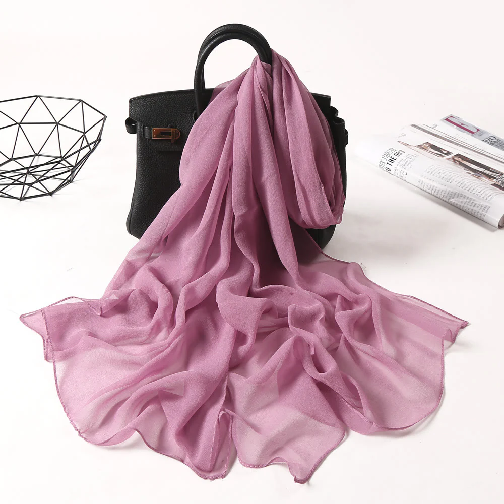 Summer Solid Color Sunscreen Thin Chiffon Scarf - Image 19
