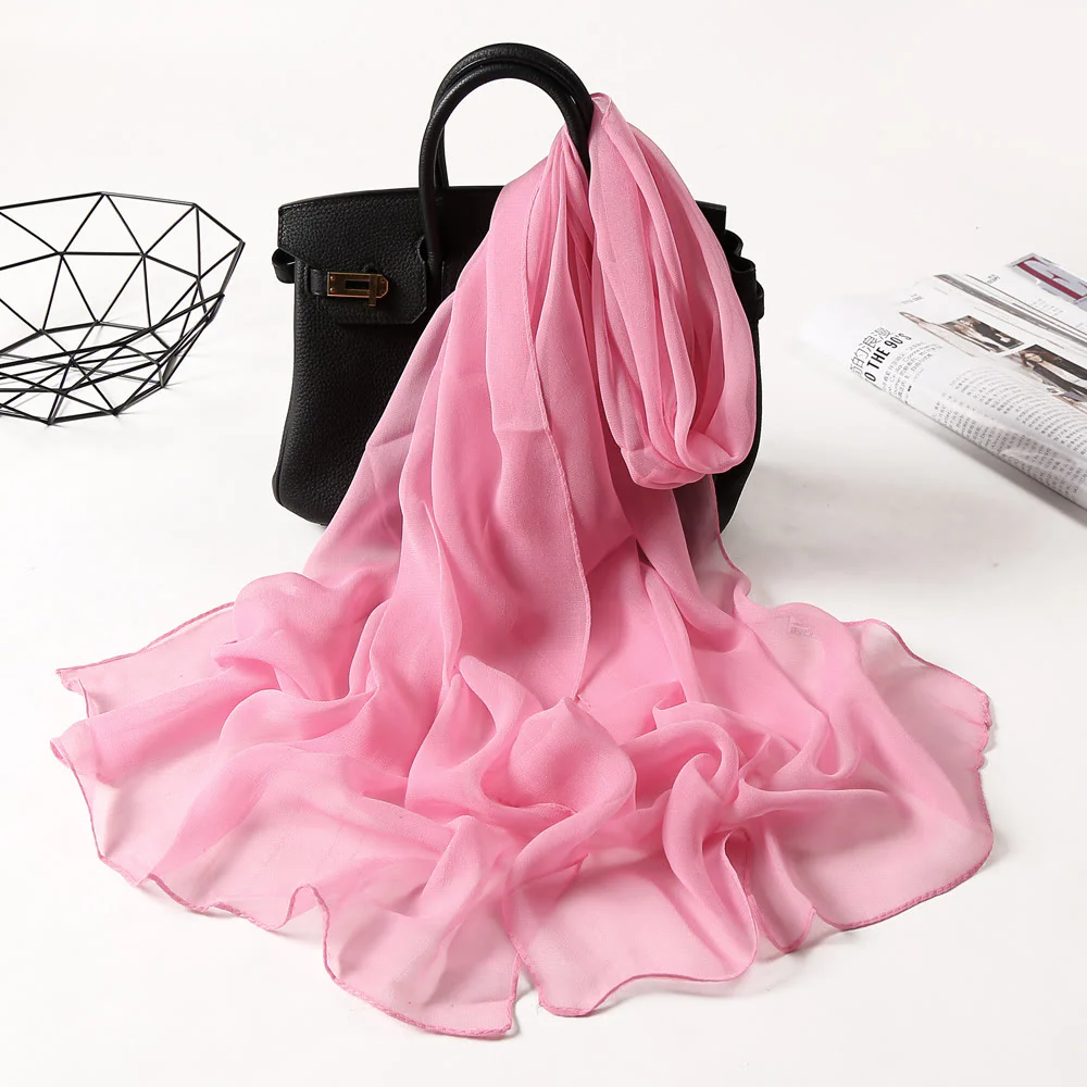 Summer Solid Color Sunscreen Thin Chiffon Scarf - Image 21
