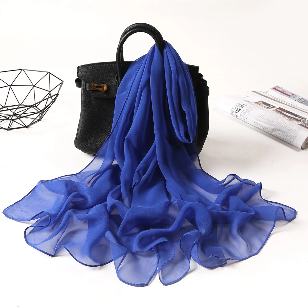 Summer Solid Color Sunscreen Thin Chiffon Scarf - Image 24