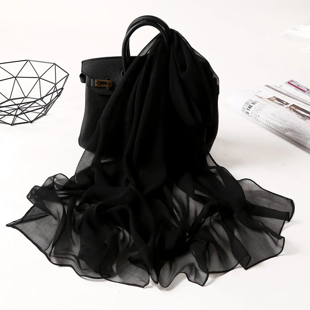 Summer Solid Color Sunscreen Thin Chiffon Scarf - Image 26