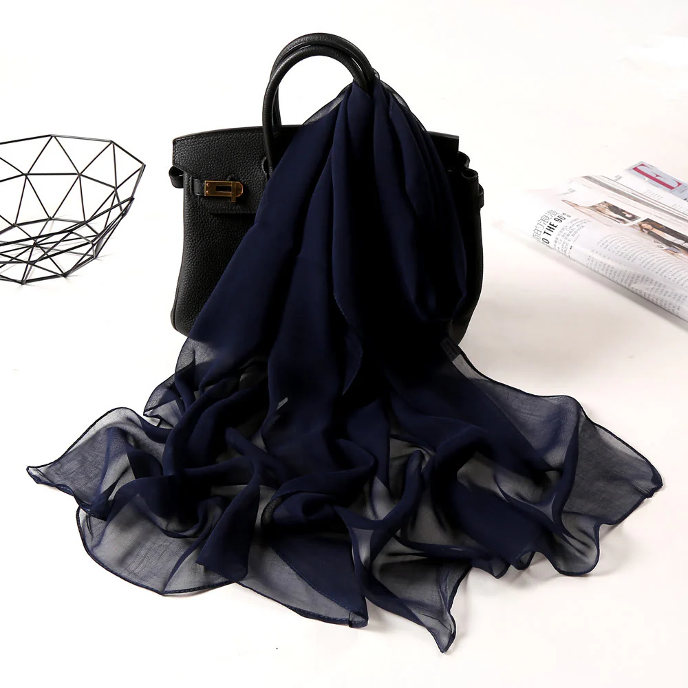 Summer Solid Color Sunscreen Thin Chiffon Scarf - Image 28