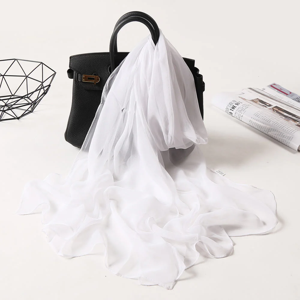 Summer Solid Color Sunscreen Thin Chiffon Scarf - Image 29