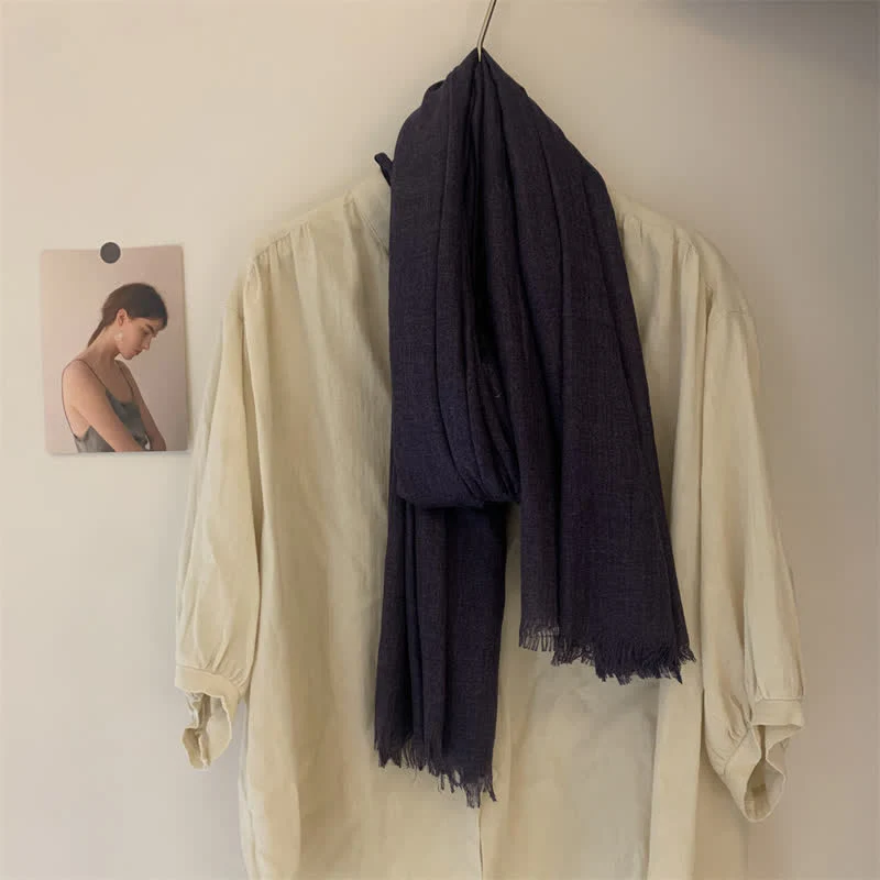 Summer Voile Solid Color Cotton Linen Thin Scarf - Image 53