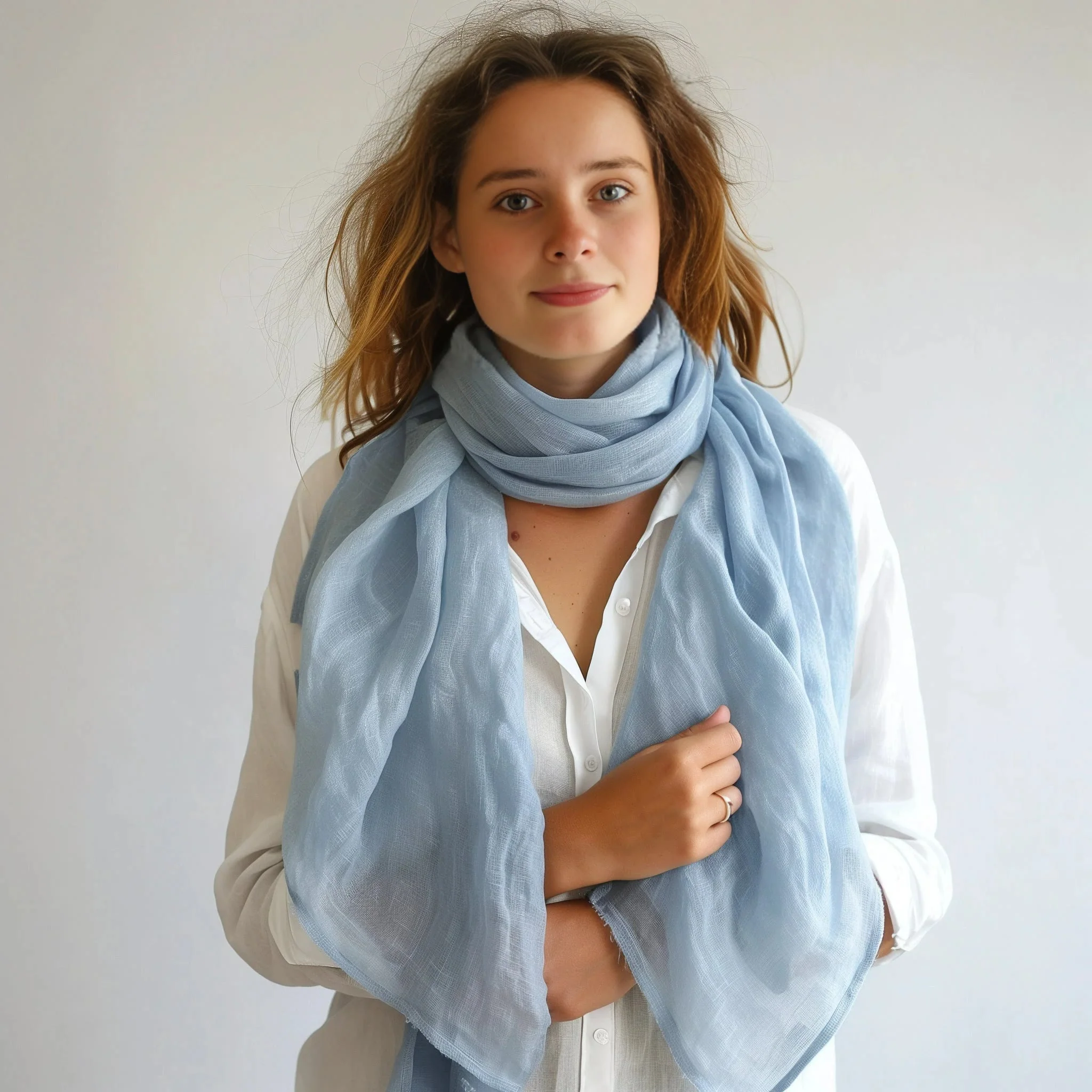 Summer Voile Solid Color Cotton Linen Thin Scarf - Image 7