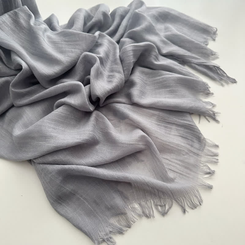 Summer Voile Solid Color Cotton Linen Thin Scarf - Image 9