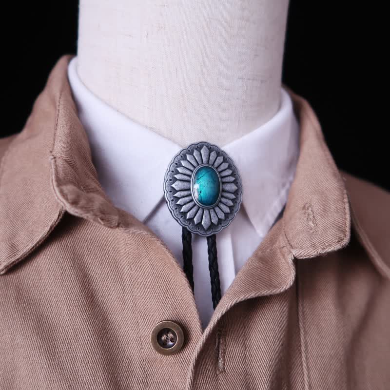 Sunburst Turquoise Western Accessory Bolo Tie - Image 2