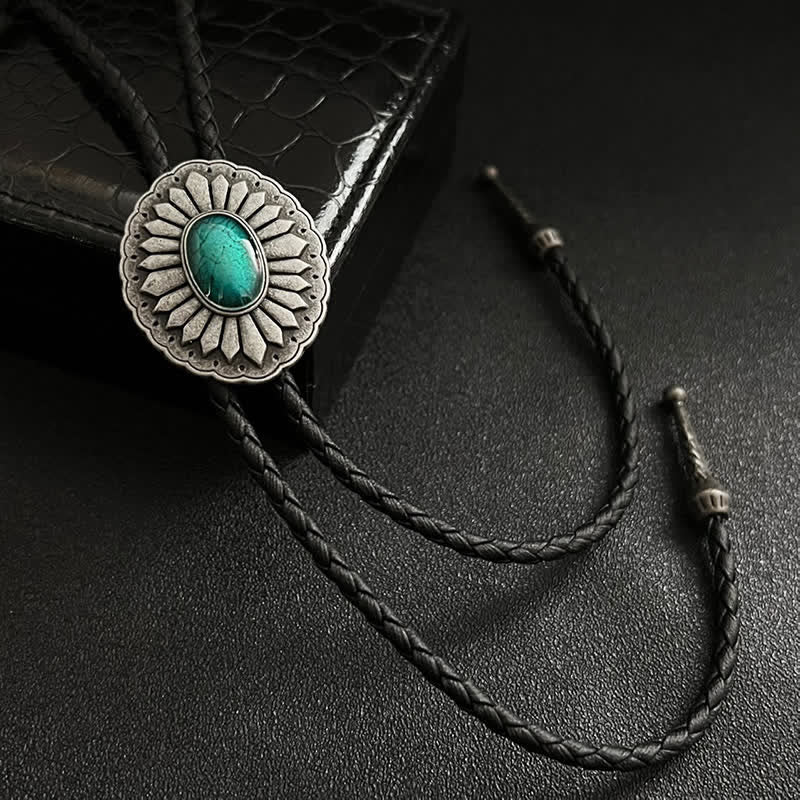 Sunburst Turquoise Western Accessory Bolo Tie - Image 6