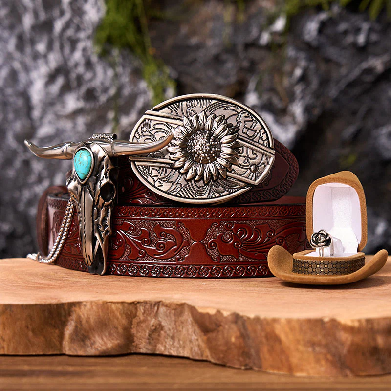 Sunflower DIY Hidden Knife Belt Buckle With Longhorn Pendant Bundle Set - Image 8