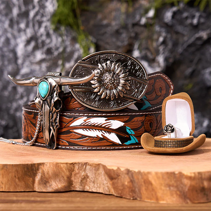 Sunflower DIY Hidden Knife Belt Buckle With Longhorn Pendant Bundle Set - Image 9