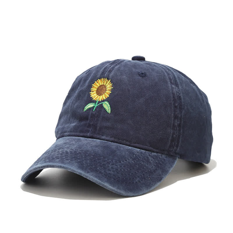 Sunflower Embroidery Floral Adjustable Baseball Cap - Image 10