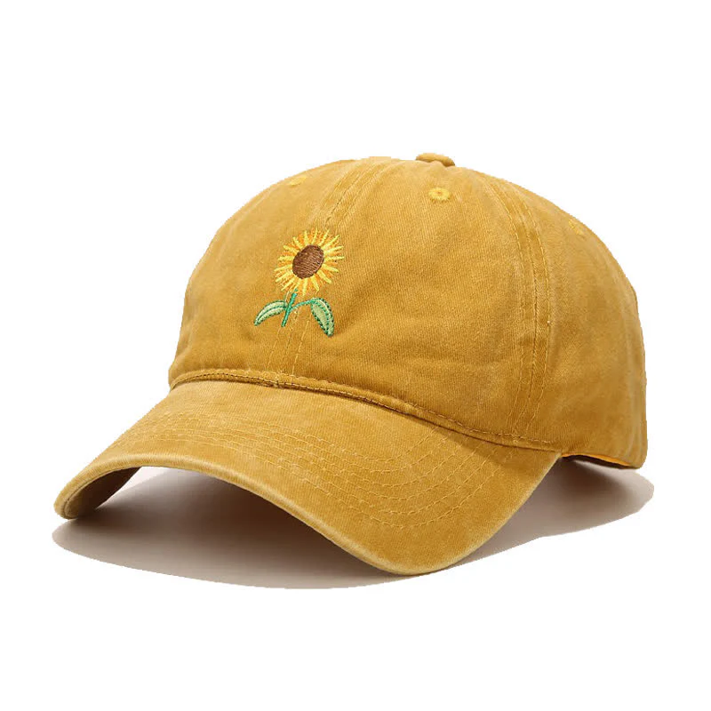 Sunflower Embroidery Floral Adjustable Baseball Cap - Image 6
