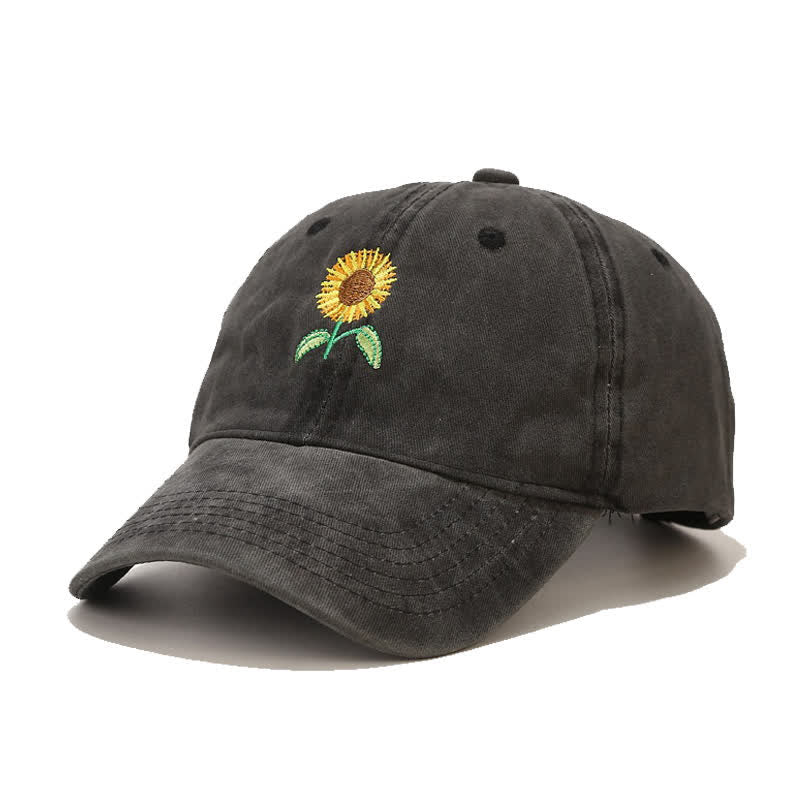 Sunflower Embroidery Floral Adjustable Baseball Cap - Image 7