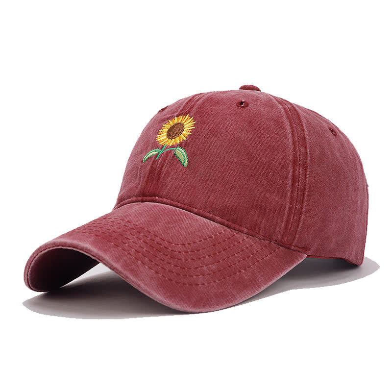 Sunflower Embroidery Floral Adjustable Baseball Cap - Image 8