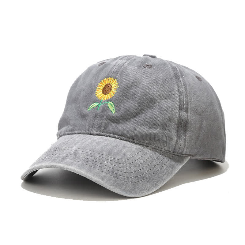 Sunflower Embroidery Floral Adjustable Baseball Cap - Image 9