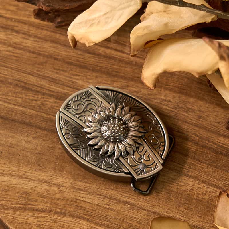Sunflower Theme DIY Hidden Knife Belt Buckle Longhorn Bull Pendant Bundle Set - Image 5
