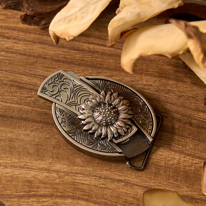 Sunflower Theme DIY Hidden Knife Belt Buckle Longhorn Bull Pendant Bundle Set - Image 6