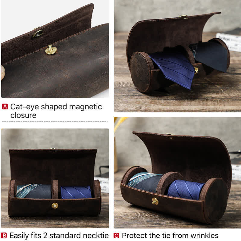Teo Necktie Retro Box Genuine Leather Case - Image 5