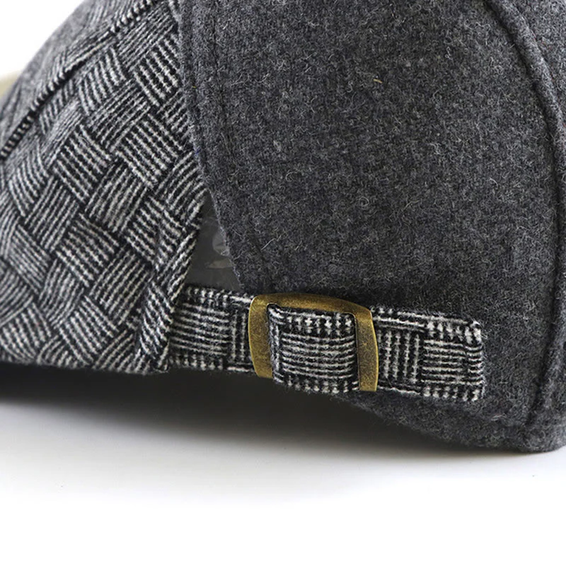 Textured Woven Patchwork Stitched Newsboy Beret Hat - Image 5