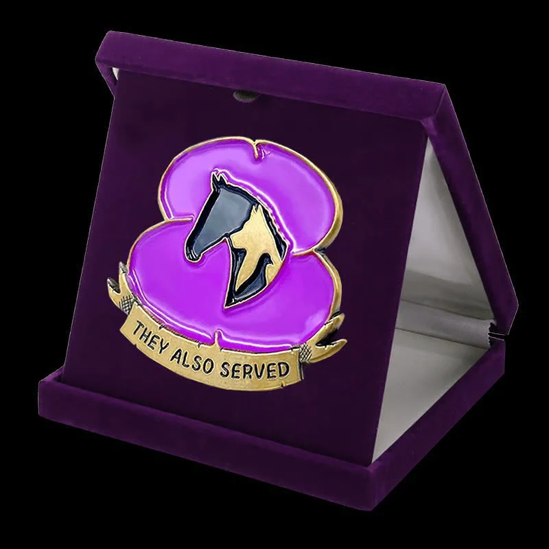 "They Also Served" War Horse Purple Poppy Enamel Brooch - Image 2