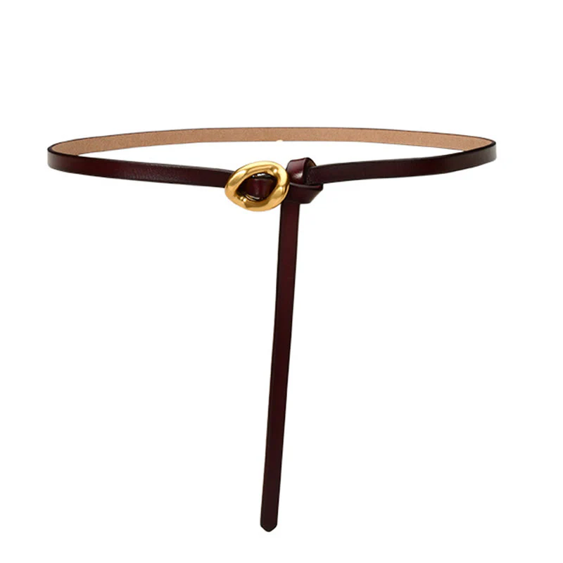 Thin Dress Knot Belt Women's Genuine Leather Belt - Image 14
