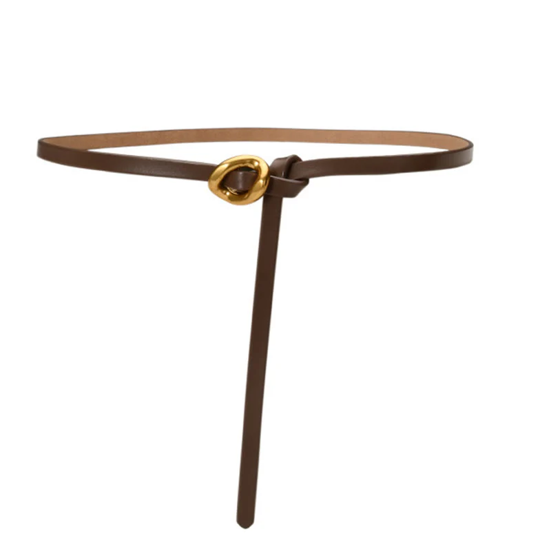 Thin Dress Knot Belt Women's Genuine Leather Belt - Image 19
