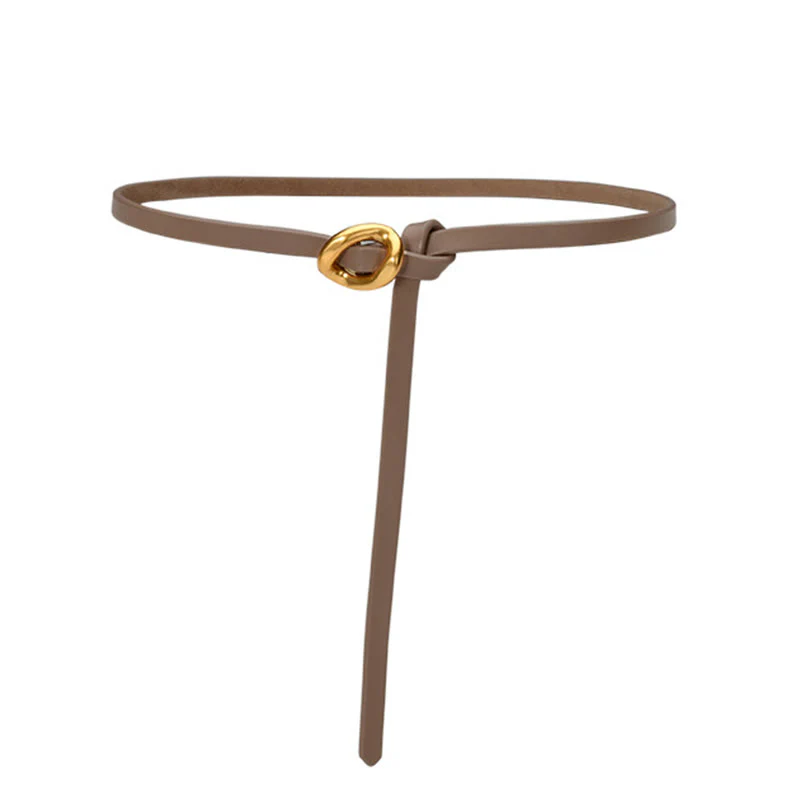 Thin Dress Knot Belt Women's Genuine Leather Belt - Image 22
