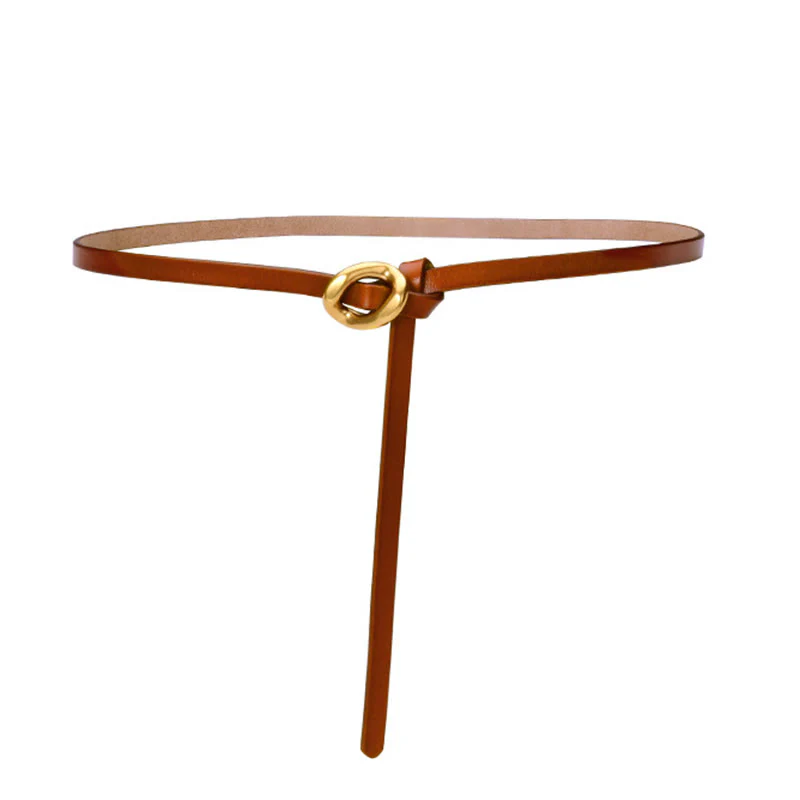 Thin Dress Knot Belt Women's Genuine Leather Belt - Image 23