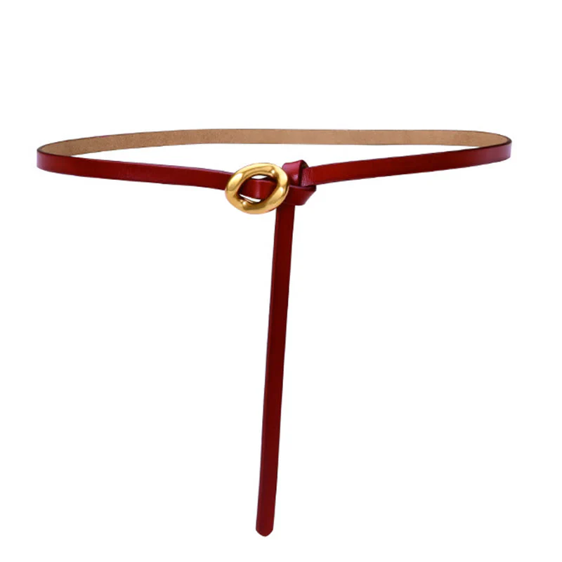 Thin Dress Knot Belt Women's Genuine Leather Belt - Image 24