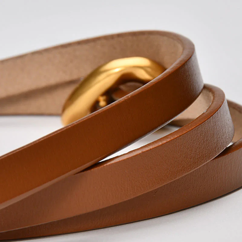 Thin Dress Knot Belt Women's Genuine Leather Belt - Image 9