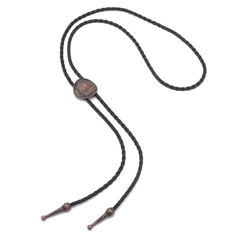 Three Sailboats Ancient Coin Leather Bolo Tie - Image 10
